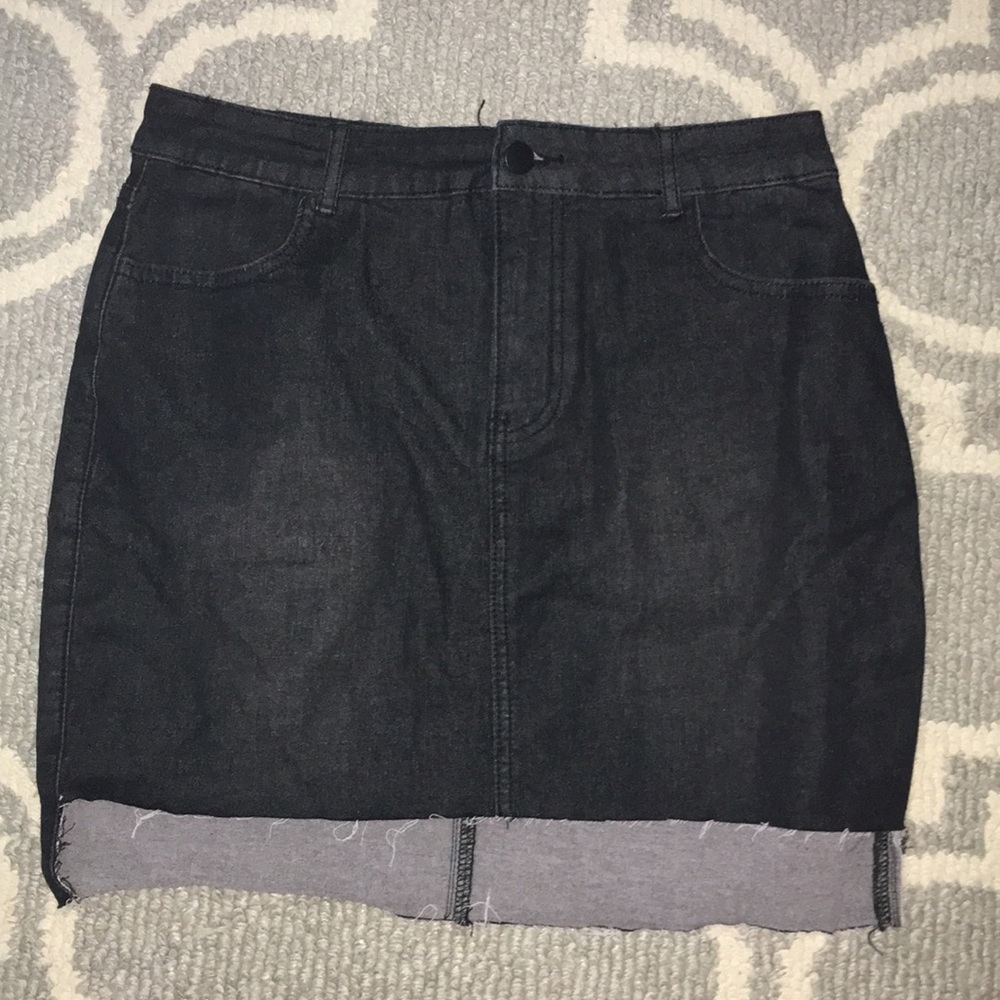 Black Denim Pencil Skirt